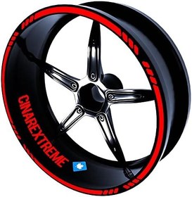 Resim Moto Rider 4'lü Sticker Seti Bayrak Kırmızı İç Dış Jant Şeridi Kask ve Çamurluk 
