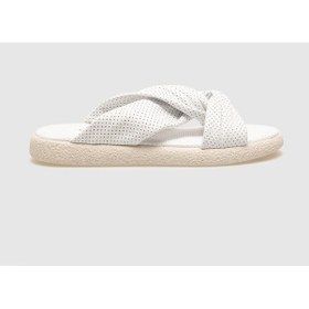 Resim Hakiki Deri Beyaz Kadın Düz Terlik-beyaz Beyaz 