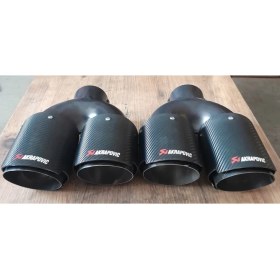 Resim Akrapovic Akrapoviç 90 mm Çift Çıkış Sağ Sol Takım Içi Krom Karbon Kaplama 