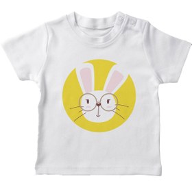Resim Angemiel Baby Gözlüklü Mutlu Tavşan Erkek Bebek Tişört Beyaz B1171MDBBKETSRT 