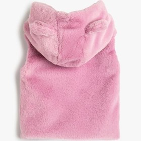 Resim Kız Bebek Basic Peluş Kapşonlu Yelek Kolsuz 