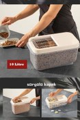 Resim OZCMAX 2 Adet Sürgülü Kapaklı 10 LT Erzak Bakliyat Un Şeker Saklamaa Kabı (y4) 