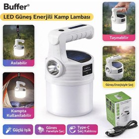 Resim Plentiful Led Güneş Enerjili Kamp Lambası 2000 Lümen Süper Parlak, 5 Aydınlatma Modlu,usb İle Şarj Edilebilir Dış Mekan,asılabilir Torch El Feneri Beyaz 