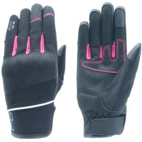 Resim Oj Luce Siyah/pembe Çizgili Yazlık Korumalı Bayan Motosiklet Eldiveni S 