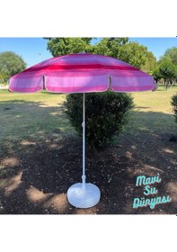 Resim Plaj Deniz Balkon Şemsiyesi Pamuk Kumaşlı Bidon Dahil 2 Metre Pembe 