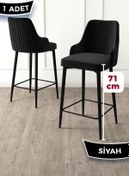 Resim Canisa Enox Serisi,1 Adet Siyah Sandalye Yemek Odası Bar Sandalyesi, Babyface Kumaş, Siyah Metal Ayak , 