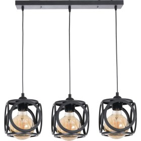 Resim Lotus Modern Tasarım Siyah Renk - Cafe - Salon - Yatak Odası - Çocuk Odası Tel 3 Lü Sıralı Avize 