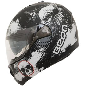 Resim Beon B700 Çene Açılır Kurukafa Kask Beyaz - Mat Siyah 