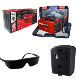 Resim Turkweld Kaynak Makinesi 160 Amper Inverter+Fiber El Maskesi+Baymax S-400 Füme Kaynak Gözlüğü 