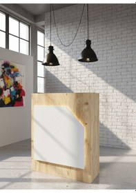 Resim Resital Ledli Karşılama Bankosu G-90 Cm Ofis Kasa Resepsiyon Masası Banko-002-6-1 