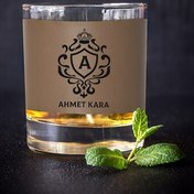 Resim Orijinal İsim ve Baş Harfli Vizon Deri Kaplı Viski Bardağı 