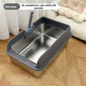 Resim Ekstra Büyük Paslanmaz Çelik Kedi Kumu Kutusu Kapaklı - Büyük Kediler için XL Kapalı Metal Tepsi, Yüksek Kenar ve Yapışmaz, Sızdırmaz Tasarım, Kolay Temizlenebilir Kedi Kumu Kutusu Kendi Kendini Temizleyen Kedi Kumu Kutusu Ücretsiz Kedi Kumu Küreği ile 