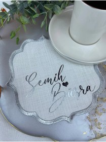 Resim Söz & Nişan Tepsisi Için Söz Mendili Kişiye Özel Kenarları Nakışlı 