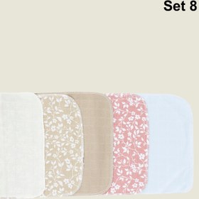 Resim Set 4 Müslin Kumaş Ağız Mendili & Ter Bezi (Tek Katlı) - Set 8 