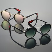 Resim 2 adet Unisex Retro Stil Dairesel Güneş Gözlüğü Kırmızı Detaylar ile - Yüksek Kaliteli Koruma, Paslanmaz Çelik Çerçeve, Açık Hava, Sürüş ve Balıkçılık için İdeal, Sürüş Gözlüğü|Vintage Stil Güneş Gözlüğü|Paslanmaz Çelik Çerçeve 