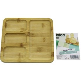 Resim Kare 4 Bölmeli 3+1 Ahşap Bambu Servis Sunum Tepsi - Tahtası 20 X 20 X 1.4cm 5042 Diğer 