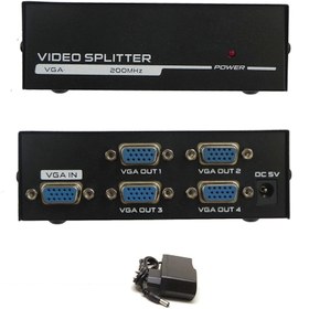 Resim aogo 4 Port Vga Splitter Adaptör Destekli Vga Görüntü Çoklayıcı 15 Pin 4lü Vga Çoğaltıcı 1 In 4 Out 