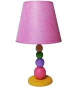 Resim TEKAY AYDINLATMA Çocuk Bebek Odası Yatak Odası Renkli Ahşap Abajur.pembe Lila Yeşil Krem Ahşap Top 