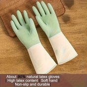 Resim Kalın Su Geçirmez Lateç Mutfak Eldivenleri - Bej ve Mint Yeşili, Bulaşık Yıkama, Temizlik ve Ev Kullanımı için Kaymaz Tutuş, Ergonomik Tasarım, Dayanıklı Kauçuk Malzeme, Mutfak, Banyo ve Oturma Odası için Mükemmel, 15 Tatil Hediyesi için Uygun 