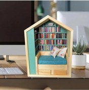 Resim Supermarket1 Anksiyete Süsü Ahşap Mini Kitaplık, El Yapımı Oda Dekoru 