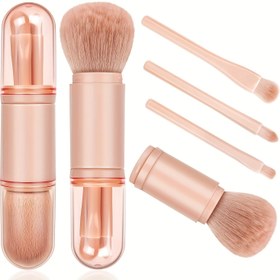 Resim 1 Tam Set 4-in-1 Makyaj Fırçaları için s - Makyaj Araçları Çift Başlı Makyaj Fırçaları 