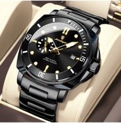 Resim Fastbuy 873 Siyah Minimalist Paslanmaz Çelik Kuvars Saat - Altın Detay Altın 