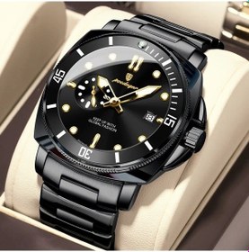 Resim Fastbuy 873 Siyah Minimalist Paslanmaz Çelik Kuvars Saat - Altın Detay Altın 