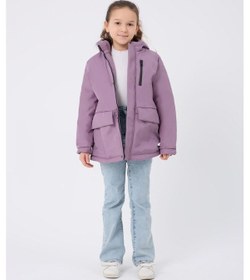 Resim Spor Kız Çocuk Kürklü Su Ve Rüzgar Geçirmez Kapüşonlu 3 Mont Parka-121 Lila 