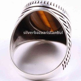 Resim Tigers Eye Stone Jewelry Solid 925 Sterling Silver Men Ring - US: 11.5 / 66 mm / Turk: 26 