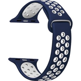 Resim Microsonic Apple Uyumlu Watch Se 44Mm Sport Band Kordon Lacivert Beyaz 