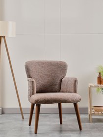 Resim Model Concept Berjer Koltuk-cafe-ofis-balkon-teras-bahçe-kahve keten kumaş-kahverengi ayak 