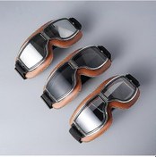 Resim Retro Motosiklet Gözlükleri Deri Pilot Kask Gözlükleri Uv400 Vintage Klasik Gözlükler Scooter Motosiklet Bisiklet Güneş Gözlüğü Bisiklet Gözlükleri H 