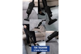 Resim Siyah Dikey Toz Torbasız Elektrikli Süpürge - Güçlü Temizlik Için Ideal 