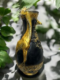 Resim Dekoratif Polyester Safari Zürafa Uzun Vazo Sarı Siyah 