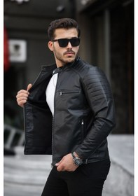 Resim Mero Life Erkek Yeni Sezon Siyah Dar Kesim Deri Ceket & Mont Siyah 