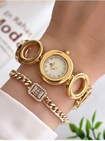 Resim Revello Grinicci By Altın Kaplama Elite Taşlı 30 Mt Su Geçirmez Bileklik Lady Wristwatch 