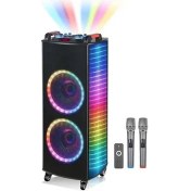 Resim YİĞİT GSM Taşınabilir Bluetoothlu Mikrofonlu Kumanda ve RGB Renkli Bluetooth Hoparlör NDR-1010S 