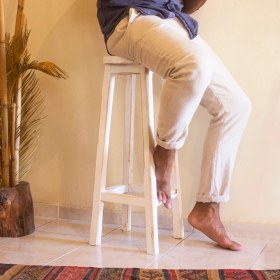 Resim Vogel Home Design Bar Taburesi Beyaz Eskitme 