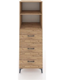 Resim Kronos Dolap 2 Raflı 3 Çekmeceli 60x59x182 Çam-çam Atlas Çam 