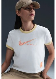 Resim Hq1707-100 Nike Air Zoom Club Ss Tee Moto Rgr Womens White Tshirt Kısa Kollu Kadın Tişört Beyaz 