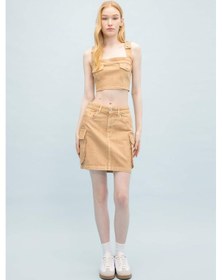 Resim Defacto Coool Kargo Fit Gabardin Yıkamalı Soluk Efektli Mini Etek C4456AX24SPBG387 Bej 