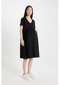 Resim Defacto Regular Fit Kısa Kollu Kısa Boy Hamile Elbise X6046AZ24SMBK81 