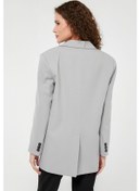 Resim Gri Kadın Düğmeli Blazer Ceket 001 
