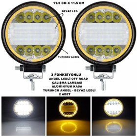 Resim Friemats Off Road Uyumlu Oval Çalışma Lambası Turuncu Angel-beyaz Ledli 3 Fonksiyon 11,5 X 11,5 Cm 2 Adet - 