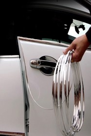 Resim A&A Kendinden Yapışkanlı 5mt Dekoratif Panjur Şeridi ve Kapı Koruyucu Nikelaj Çıta 