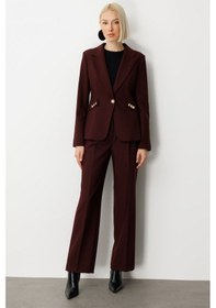 Resim Ekol Kadın Yüksek Bel Bol Paça Pantolon 5019 Bordo Bordo 