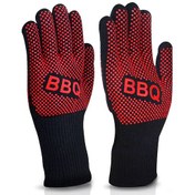 Resim Youmex Kırmızı 35cm Isı Dayanıklı Bbq Eldiveni - 350 C'ye Dayanır, Kaymazsız Silikon, Pişirme/grill İçin Güvenli Tutma 