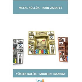 Resim İstanbul Temalı Yüksek Kaliteli Metal Küllük Kare 