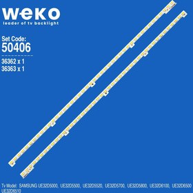 Resim Weko WKSET-5406 36362X1 36363X1 2011SVS32_456K_H1_1CH_PV|2011SVS32-FHD-5K6K|JVG4-320SMB-R 2 ADET LED BAR=SET-2114=E-LED38=TKM-007=Takım Olarak Satılır--UE32D5000, UE32D5500, UE32D5520|UE32D570UE32D5800|UE32D6100|UE32D6500|E32D6510 