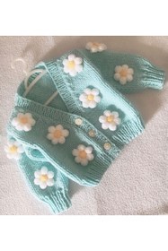 Resim İzmirblanket El Örgüsü Papatyalı Crop Bebek Hırka 